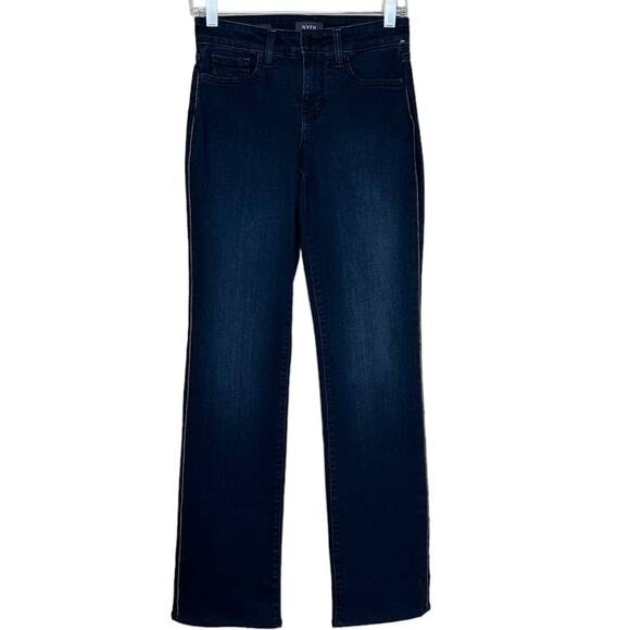 NYDJ Blue Marilyn Straight Lift Tuck Technology side studs detail jeans size 0 - Picture 8 of 11